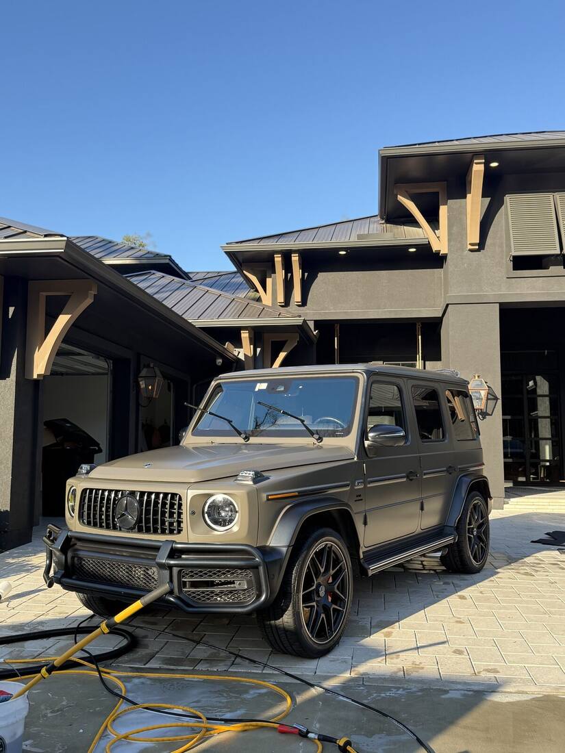 G63 being washed at a customer's home