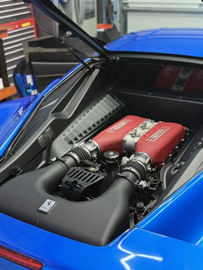 Ferrari 458 engine bay detailed