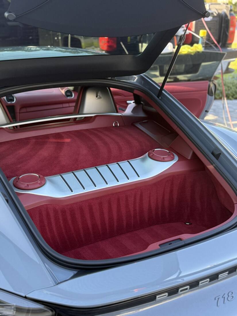 Porsche front trunk carpet deep cleaned
