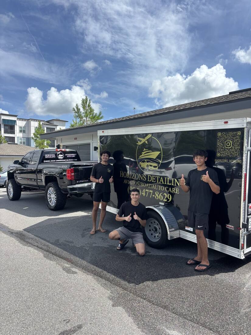 The Horizons Detailing team in front of their fully equipped trailer