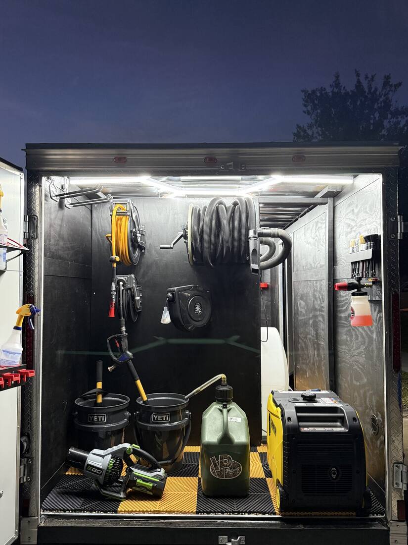 Inside the Horizons Detailing equipment trailer